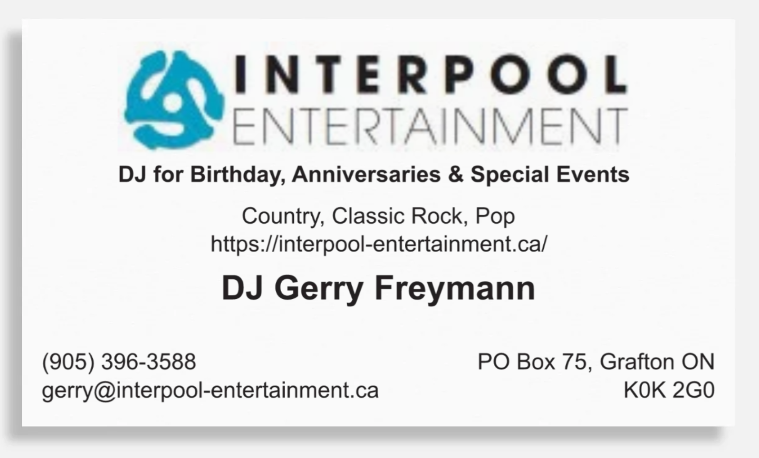 DJ Gerry Freymann with Interpool Entertainment, Grafton, ON